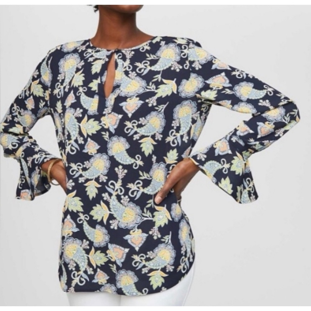 Loft Paisley Bell Sleeves Boho Peasant Blouse Top